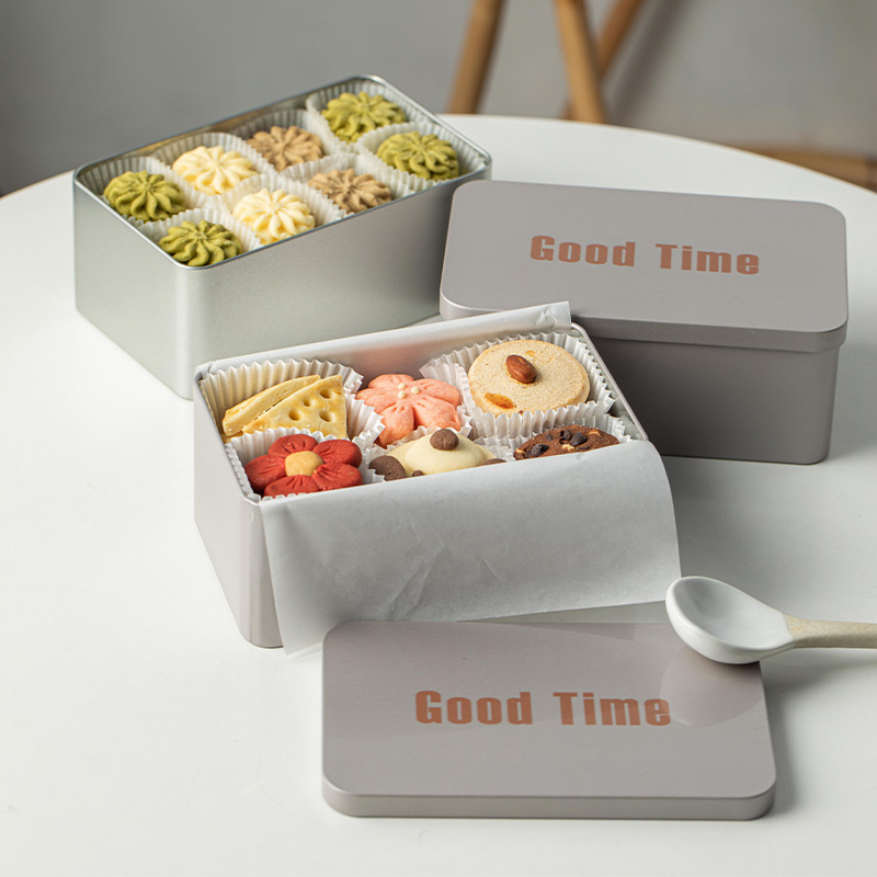 饼干盒 简约原色ins风铁盒烘焙马口铁曲奇甜品盒子 饼干包装盒