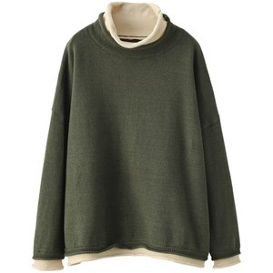 
Yuanyuan Meiyi's new retro fashion contrasting fake two-piece pullover top for women loose knitted versatile sweater inner wear