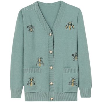 Middle-aged mother sweater jacket thin knitted cardigan