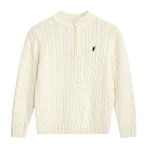 
[Pure Cotton] POLOWALK Children's Clothing Boys' Round Neck Cardigans Autumn and Winter New Girls Classic Cable Knit Sweaters