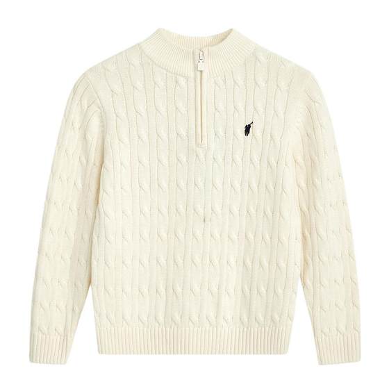 
[Pure Cotton] POLOWALK Children's Clothing Boys' Round Neck Cardigans Autumn and Winter New Girls Classic Cable Knit Sweaters