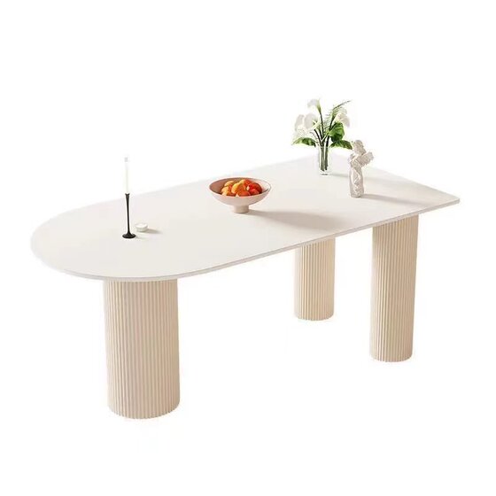 
Rock slab island desk integrated small apartment simple modern French computer desk chair cream style luxury