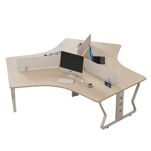 
Employee desk and chair combination special-shaped 56 three-six-person office staff computer desk furniture screen deck