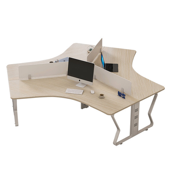 
Employee desk and chair combination special-shaped 56 three-six-person office staff computer desk furniture screen deck