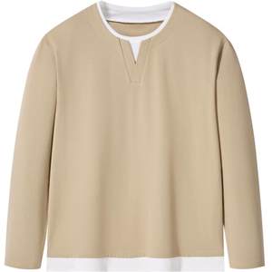 
GXG men's multi-color fake two-piece simple basic round neck long-sleeved T-shirt men's inner wear 24 years of autumn