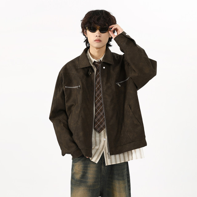 saferido bomber jacket American Retro Pilot Jacket Men's Spring Cleanfit Baseball Uniform Pu Shuai Spring and Autumn Vintage Jacket