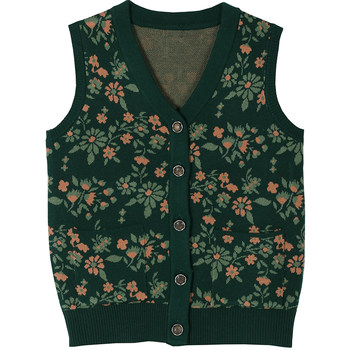 Elderly winter vest female mother sweater cardigan wool vest grandma horses clip shoulder sweater clothes
