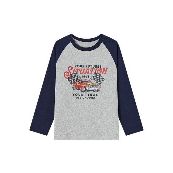
Duojia boys' long-sleeved T-shirt pure cotton 2026 spring and autumn new style children's printed medium and large children's raglan sleeve tops
