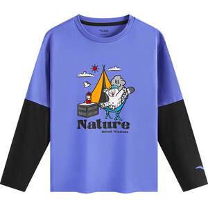 
Anta Children's Boys and Girls' Long Sleeve Shirt 2025 Autumn New Fake Two-Piece Medium Large Children's Pure Cotton Long T-Shirt Top
