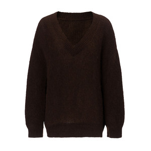 
EVAOUXIU [Selected] Loose Sheep Wool V-Neck Sweater Autumn New Pullover Knitted Slim Top