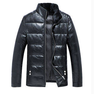 Outflow of leather cotton sheep leather down jacket leather men's slim leather jacket handsome car jacket leisure
