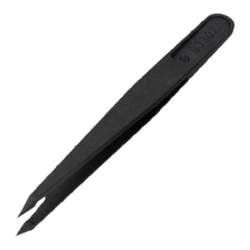Plastic tweezers black carbon fiber pointed flat head elbow dust-free purification acid and alkali resistant high temperature anti-static tweezers
