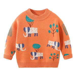 
Boys' round neck sweater 2026 autumn and winter new Korean style children's double-layer sweater baby cartoon sweater 8913