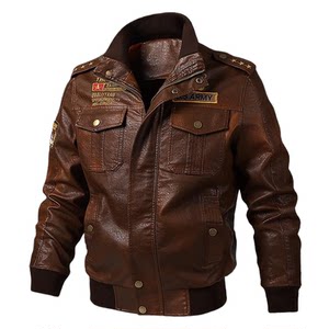 
AliExpress spring and autumn loose large size multi-pocket men's leather jacket casual washed motorcycle pu leather jacket for men