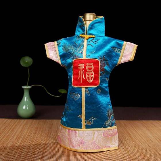 速发Chinese souvenir gift brocade embroidery Wine bottle cov