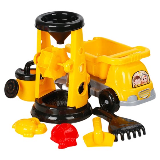 Children's beach car toy sleeve, baby shovel, sandglasm, sandglasses, sandglasses, sand tools, thickened small shovel and barrels