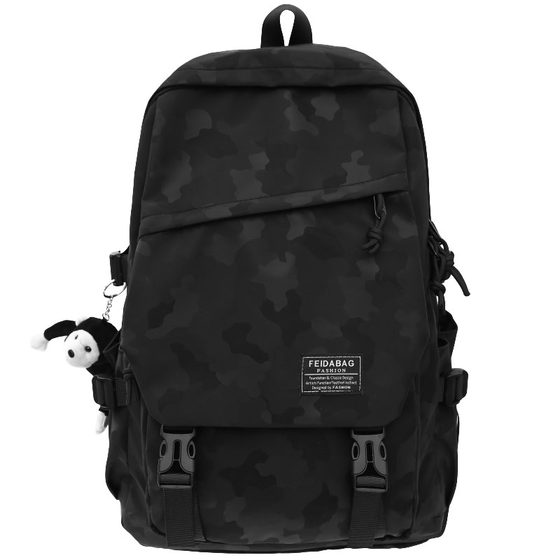 
Black schoolbag for boys, junior high school students, high school students, computer backpacks for simple female college students, Korean version backpacks, large capacity