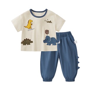 
[Antibacterial] Boys Long Sleeve T-Shirt Suit Spring Cute Dinosaur Spring Clothes Children's Fashion Trendy Clothes 6 Baby Children's Clothes