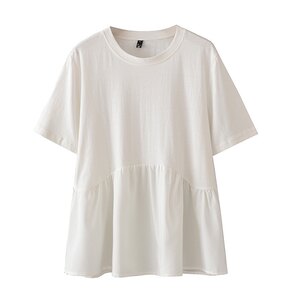 
Pregnant women's summer tops with large size short-sleeved T-shirts pure cotton loose medium-length pregnant Korean version A-line doll shirt covering the belly