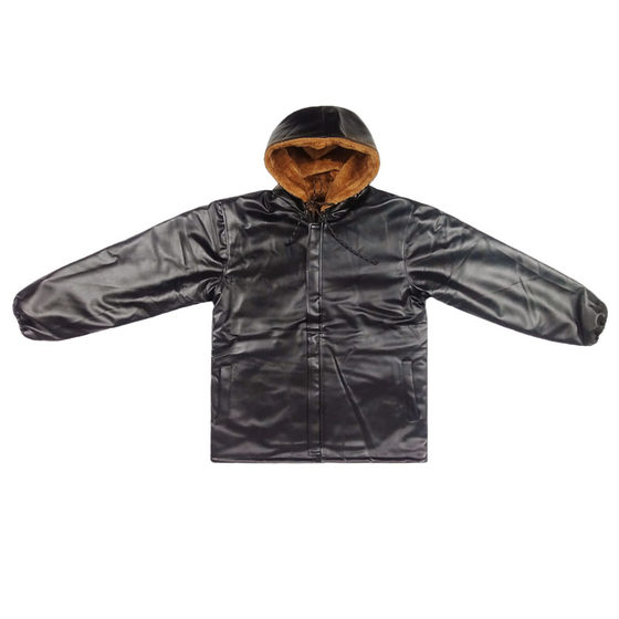 Leather -coated men's winter plus velvet thick takeaway rider leather pants suit