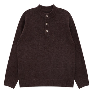 
MCCEVTG Italian Elegant Small Neck Sweater Men's Spring Retro Henry Collar Sweater Thickened Inner Autumn