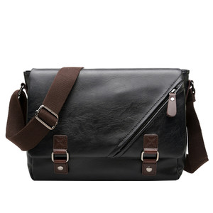 New shoulder bag Korean version of men's oblique cross -traveling bag messenger bag Student schoolbag men's bag men's bag PU leather bag