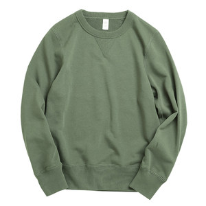 Bean green heavy pure cotton wool ring thick loose and loose round collar clothing couple model autumn and winter long -sleeved pullback base jacket