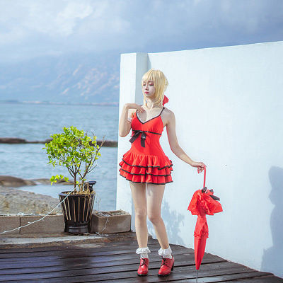 taobao agent Anime Game Fate/EXTRA Nero COS clothing red saber, my king dress cosplay clothing full set