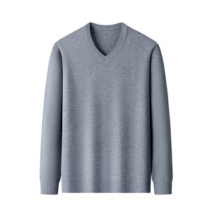 
Ordos City 100% Pure Wool Sweater Men's Autumn and Winter V-neck Warm Sweater Sweetheart Neck Knitted Cashmere Bottoming Sweater