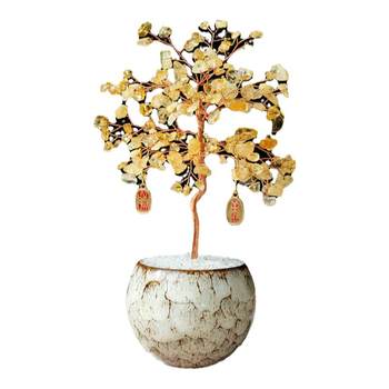 Natural purple yellow crystal powder crystal tree wishing to make a fortune tree
