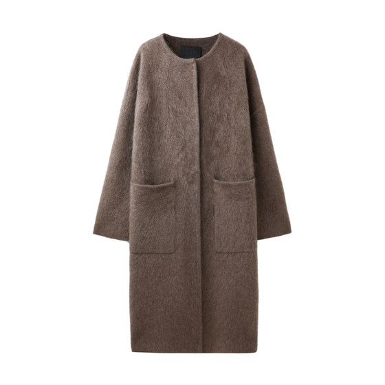 
[Yak Velvet] PENNYPENG Vanity Fair Black Label Series Autumn and Winter Light Luxury Round Neck Fashion Mid-Length Coat