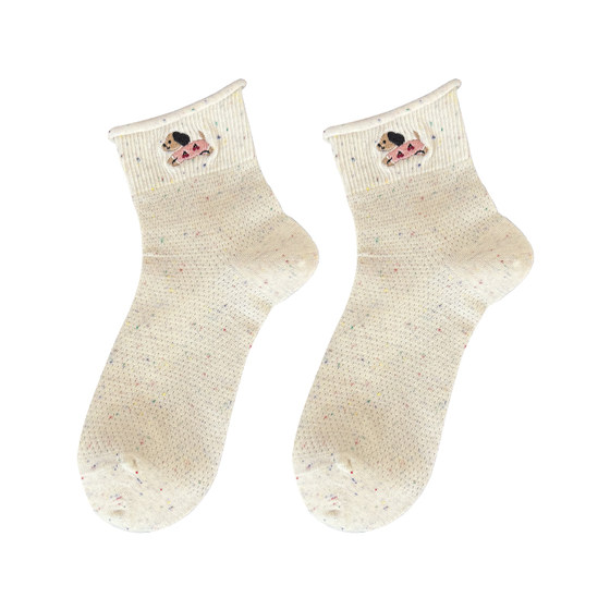 
Socks for women 2026 spring and summer new summer thin socks pure cotton socks cute breathable cartoon summer mid-tube socks