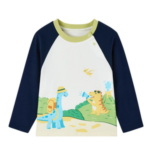 
Cotton era children's long-sleeved T-shirt girls' bottoming shirt 26 new 7A antibacterial boys' raglan sleeve baby tops