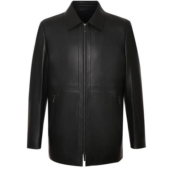 
SATCHI men's leather jacket spring new business high-end mid-length windbreaker jacket