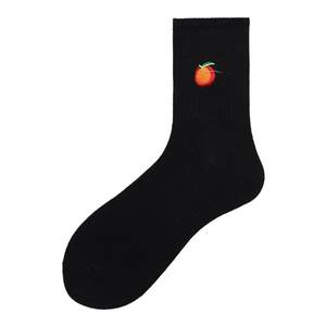 
Orange socks for women's mid-tube socks ins trendy letters European and American street pure cotton autumn and winter black winter sports style personality