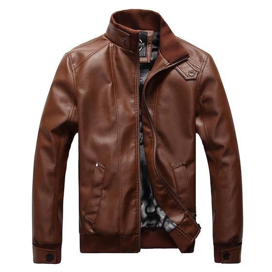 
New winter men's 2025 genuine thickened leather jacket men's slim plush leather jacket short trendy motorcycle leather jacket