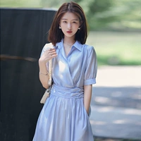 Летний приталенный ретро корсет, расширенная кремовая рубашка, платье, изысканный стиль