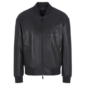 Armani/AX Men's Fashion Casual Baseball Collar Leather Jacket Jacket 6DZB23 ZE1CZ
