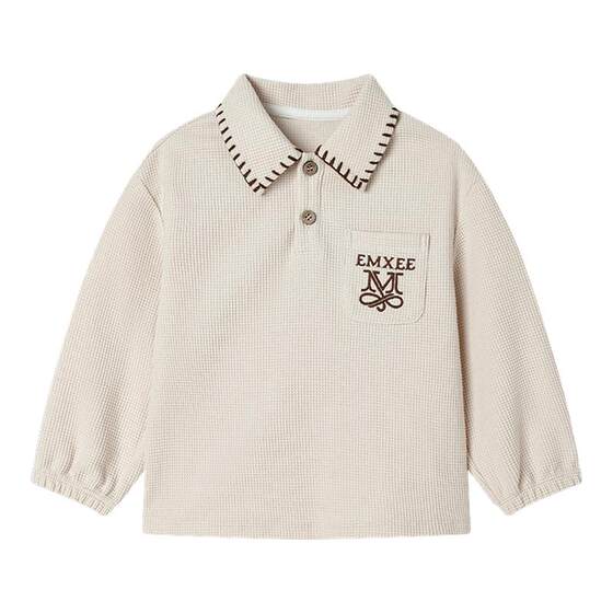 
Manxi children's clothing 2026 new children's sweatshirts spring boys' tops boys' long-sleeved T-shirts waffle POLO shirts