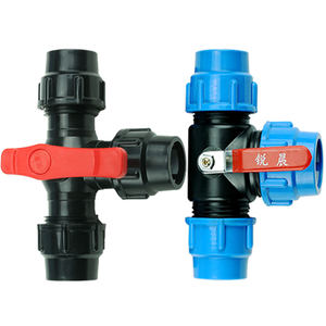 
Pe pipe three-way water distribution valve with switch ball valve quick connection pipe fittings quick retracting joint water pipe fitting accessories