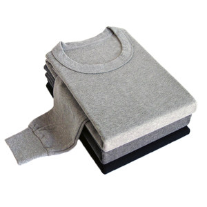 Men's underwear single-piece top pure cotton autumn shirt middle-aged and elderly loose round neck low-neck cotton sweater underwear medium thick
