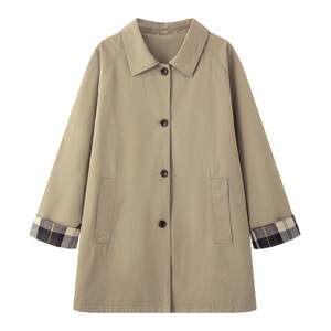 
Painting style drawwind2026 spring new cotton solid color mid-length single-breasted small lapel windbreaker jacket for women