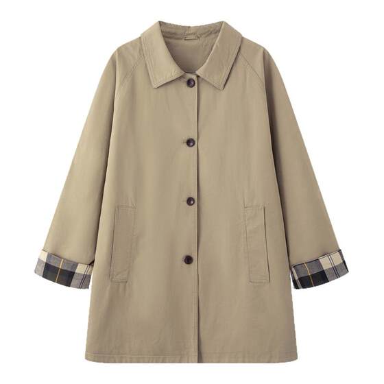
Painting style drawwind2026 spring new cotton solid color mid-length single-breasted small lapel windbreaker jacket for women