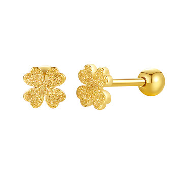 Four-leaf clover golden earrings do not fade and are not easily allergic