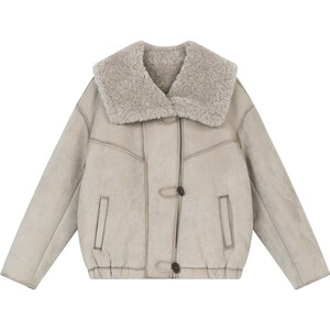 
Fairy's Pocket Pink Faux Suede Plush Wool Jacket Women's 2025 Winter New Short Short Top