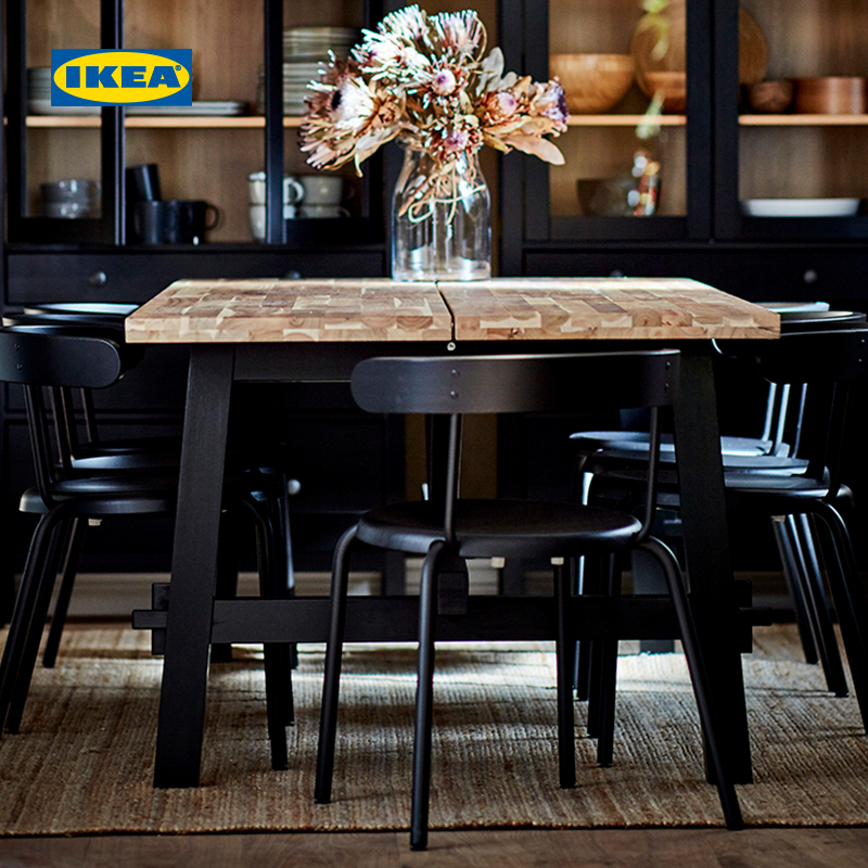 IKEA宜家SKOGSTA斯古塔实心相思木餐桌小户型吃饭桌子家用方桌
