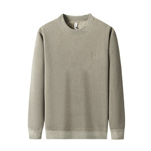 
VANPSAO/VANPSAO winter velvet thickened long-sleeved T-shirt men's round neck casual warm sweatshirt versatile base