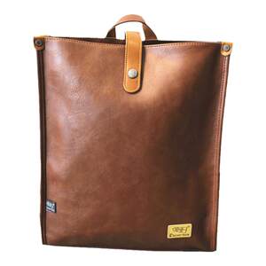 Threebox Japanese backpack Korean Tide Men's Bag Backpack PU Leather Large Capacity Student School Bag Computer Package