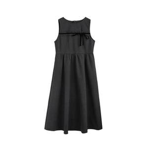 
Zihan sleeveless vest dress for women in winter new style bow sweet college style layered mid-length A-line skirt