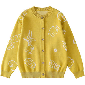 
[100% Cotton] Cotton Hall Children's Sweater Cardigan Spring and Autumn New Boys and Girls Sweater Jacket Cardigan
